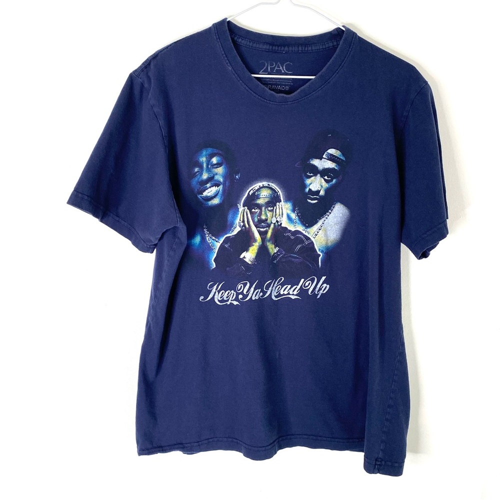 2Pac Bravado Navy Crew Neck Graphic Tee